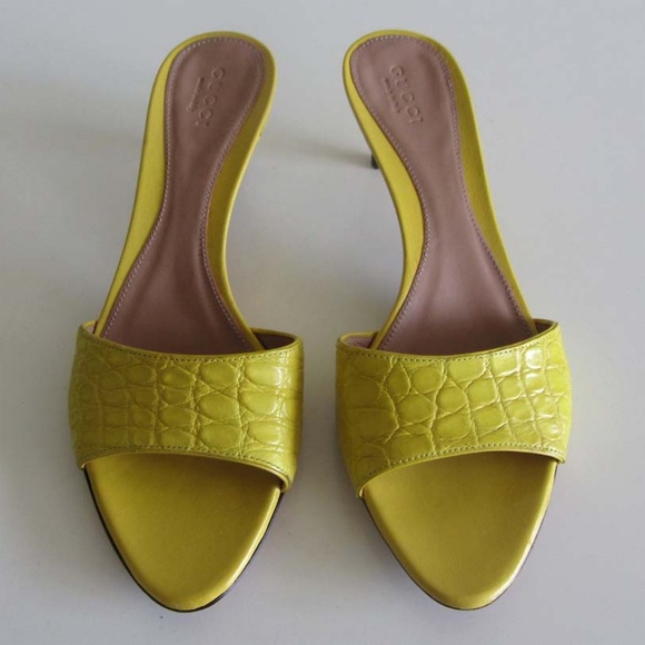 GUCCI Tom Ford alligator bamboo slide sandals 6 B - Picture 2 of 7